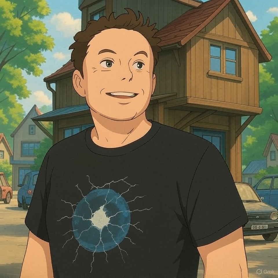 Musk in the style of studio ghibli